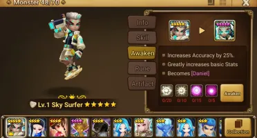 Reroll Summoners War lvl10 com Sky Surfer Light - Daniel