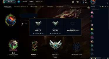 Conta smurf prata 1, Varias skins mmr alto