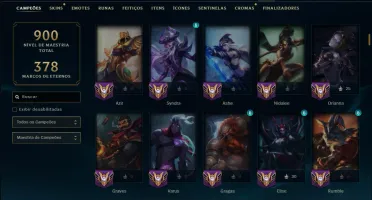 Unranked com TODOS os Champs e 222 Skins ( ADC / JG / MID )