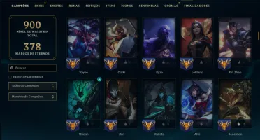Unranked com TODOS os Champs e 222 Skins ( ADC / JG / MID )