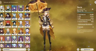 Conta Genshin Ar 56 21* Personagens 5 Estrelas E 8* Amas T5