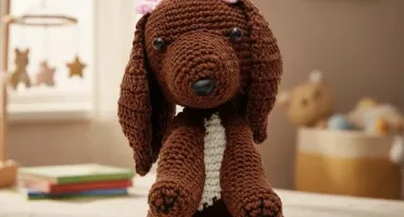 Cachorro Marrom Numquiditu em Amigurumi
