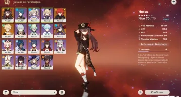AR 42 Hu Tao, Mona, Diluc C1, Espinha Celestial