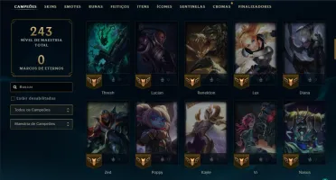 Ouro 1 com 95 Champs e 16 Skins