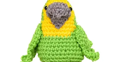 Papagaio Verde e Amarelo em Amigurumi