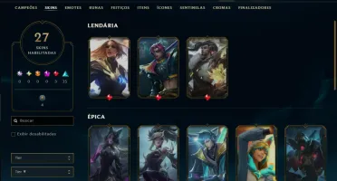 Ouro 4 com 70 Champs e 27 Skins