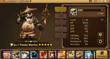 Reroll Summoners War lvl10 com Panda Light - Tian Lang