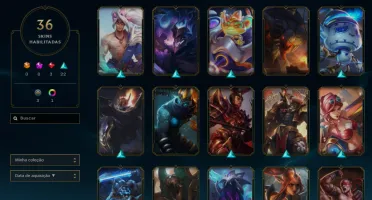 Conta lol lvl 77 com skins + muitos itens espólio + 1865 rp