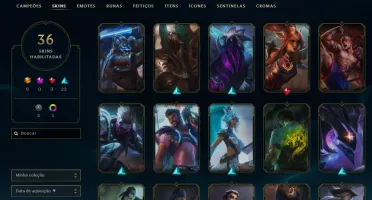 Conta lol lvl 77 com skins + muitos itens espólio + 1865 rp