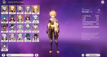 Conta AR 50, Eula - Kazuha - Jean - Harpa Celestial