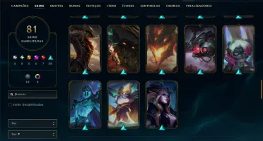 Unranked com 110 Champs e 81 Skins ( SUP / JG / MID )