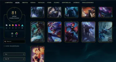 Unranked com 110 Champs e 81 Skins ( SUP / JG / MID )
