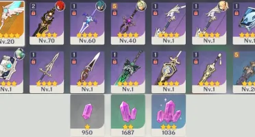 Genshin -> Diluc C1 + Xiao + Harpa Celestial + 47 Resinas