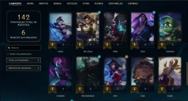 Conta prata 4 com 18 skins e 48 champs
