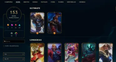 Vendo conta de lol com mais de 1100 reais em skin