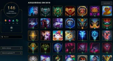 Conta borda Platina 110 campeões 79 skins league of legends