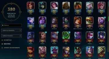 Conta borda Platina 110 campeões 79 skins league of legends