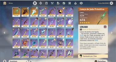 Genshin Impact AR57 - 11 personagens 5*, 3 armas 5*