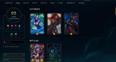Conta LOL 94 skins, unranked. Lvl388