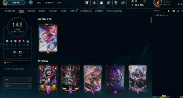 Conta Mestre 150pdl +, mmr de Grão Mestre, com skins míticas