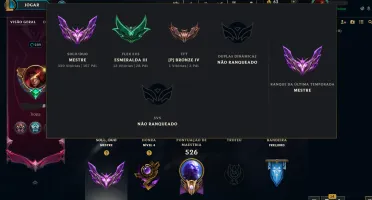Conta Mestre 150pdl +, mmr de Grão Mestre, com skins míticas