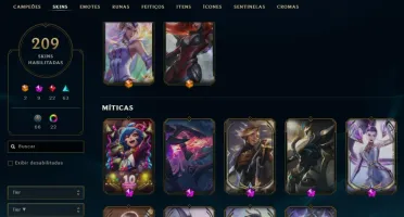 Conta lol Ouro 3, todos os champions e 209 skins