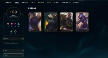 Conta prata 2 com TODOS os champs e 189 Skins + 1 Prestigio