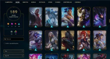 Conta prata 2 com TODOS os champs e 189 Skins + 1 Prestigio