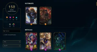 MMR Platina Todos os campeões 150 skins 70 cromas e +150k EA