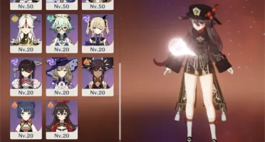 Ar52. Kazuha c1 + jade Hutao + báculo, Harpa e keqing