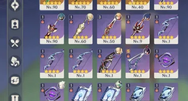 Ar52. Kazuha c1 + jade Hutao + báculo, Harpa e keqing