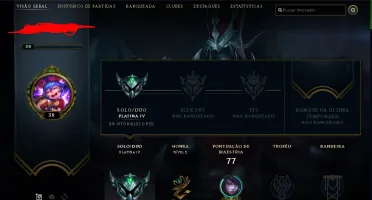 Conta Lol plat IV lvl 38 60.8% de winrate 26 champ