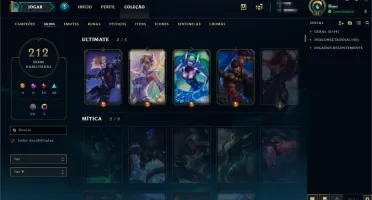 Conta Platina 5 com todos os campeões e 212 skins