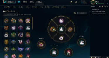 Conta Platina 5 com todos os campeões e 212 skins