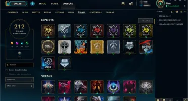 Conta Platina 5 com todos os campeões e 212 skins