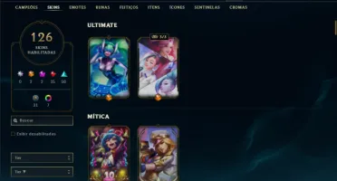 Platina 1 com 115 Champs e 126 Skins + 1 Prestigio