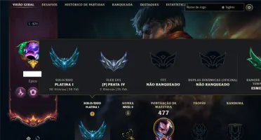 Platina 1 com 115 Champs e 126 Skins + 1 Prestigio