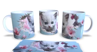 Caneca de Cerâmica com Gatos - 8 Modelos