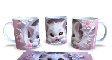 Caneca de Cerâmica com Gatos - 8 Modelos