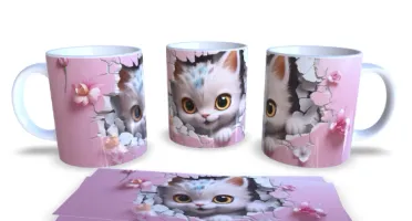Caneca de Cerâmica com Gatos - 8 Modelos