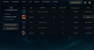 Conta League of Legends Recompensas Riot Lv30