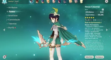 Conta Genshin Impact AR30 Venti + Harpa celestial