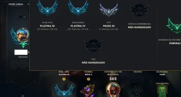 Platina 4 com 125 Champs e 79 Skins +3 Vitoriosas