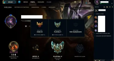 Duas Contas LoL Prata 1 e Platina 5