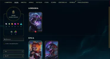 Platina 4 com 85 Champs e 8 Skins