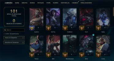 Platina 4 com 85 Champs e 8 Skins