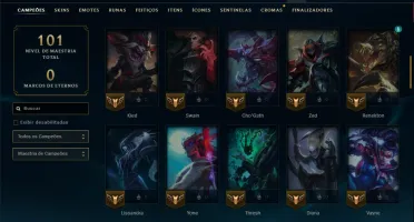 Platina 4 com 85 Champs e 8 Skins