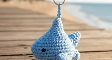 Tubarão Azul-Claro em Amigurumi