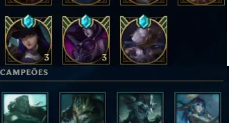 Conta diamante com 125 skins e 140 campeões e platina no tft