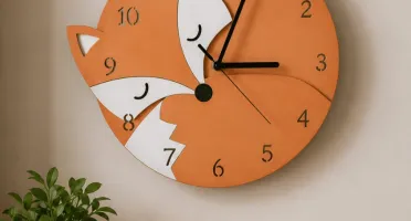 Relógio Raposa 3D em MDF 30 cm